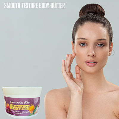 Hemambika Bliss® Smooth Texture Body Butter - Enriched with Turmeric, Saffron & Marigold for Deep Nourishment and Radiant Skin Hemambika Bliss® Smooth Texture Body Butter - Enriched with Turmeric, Saffron & Marigold for Deep Nourishment and Radiant Skin