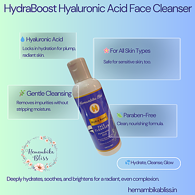 Hemambika Bliss® HydraBoost Hyaluronic Acid Face Cleanser - Deeply Hydrates for Plump, Soft, and Radiant Skin - Suitable for All Skin Types Hemambika Bliss® HydraBoost Hyaluronic Acid Face Cleanser - Deeply Hydrates for Plump, Soft, and Radiant Skin - Suitable for All Skin Types