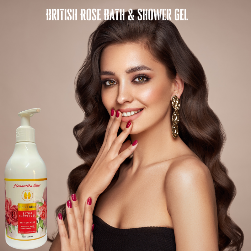 Hemambika Bliss® British Rose Bath & Shower Gel - Floral Bliss, Moisturized, Soft & Visibly Glowing Skin - Suitable for All Skin Types Hemambika Bliss® British Rose Bath & Shower Gel - Floral Bliss, Moisturized, Soft & Visibly Glowing Skin - Suitable for All Skin Types