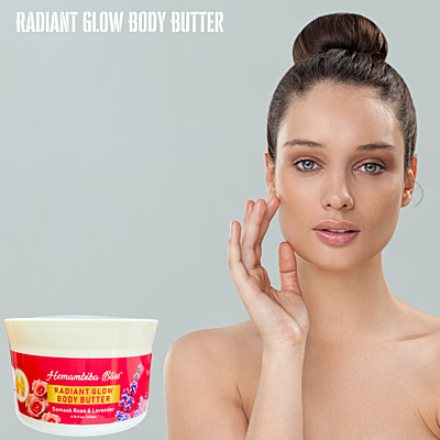 Hemambika Bliss® Radiant Glow Body Butter - Infused with Damask Roses & Lavender, Deep Moisture for Silky Smooth Skin Hemambika Bliss® Radiant Glow Body Butter - Infused with Damask Roses & Lavender, Deep Moisture for Silky Smooth Skin