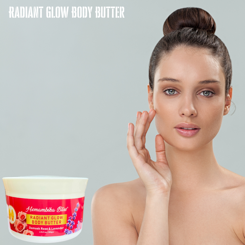 Hemambika Bliss® Radiant Glow Body Butter - Infused with Damask Roses & Lavender, Deep Moisture for Silky Smooth Skin Hemambika Bliss® Radiant Glow Body Butter - Infused with Damask Roses & Lavender, Deep Moisture for Silky Smooth Skin