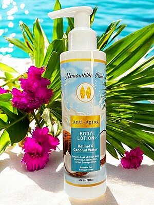 Hemambika Bliss® Anti-Aging Body Lotion - With Retinol & Coconut Water, Targets Crepe Skin, Wrinkles, Sagging & Sun-Damaged Skin - Suitable for All Skin Types Hemambika Bliss® Anti-Aging Body Lotion - With Retinol & Coconut Water, Targets Crepe Skin, Wrinkles, Sagging & Sun-Damaged Skin - Suitable for All Skin Types