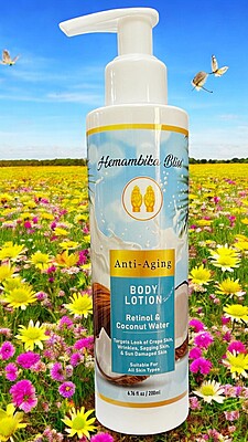 Hemambika Bliss® Anti-Aging Body Lotion - With Retinol & Coconut Water, Targets Crepe Skin, Wrinkles, Sagging & Sun-Damaged Skin - Suitable for All Skin Types Hemambika Bliss® Anti-Aging Body Lotion - With Retinol & Coconut Water, Targets Crepe Skin, Wrinkles, Sagging & Sun-Damaged Skin - Suitable for All Skin Types