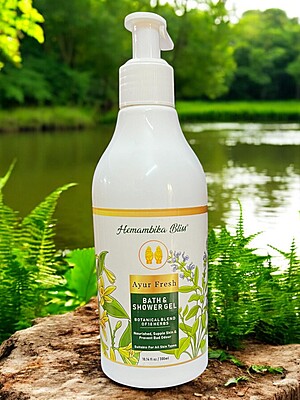 Hemambika Bliss® Ayur Fresh Bath & Shower Gel - Botanical Blend of 18 Herbs, Nourished & Supple Skin, Prevents Bad Odor - Suitable for All Skin Types Hemambika Bliss® Ayur Fresh Bath & Shower Gel - Botanical Blend of 18 Herbs, Nourished & Supple Skin, Prevents Bad Odor - Suitable for All Skin Types