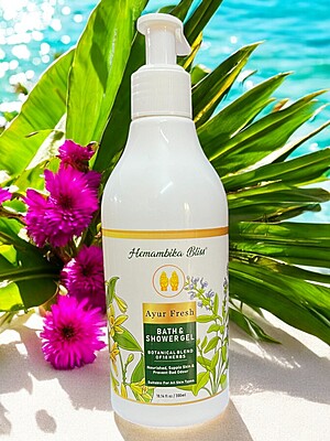 Hemambika Bliss® Ayur Fresh Bath & Shower Gel - Botanical Blend of 18 Herbs, Nourished & Supple Skin, Prevents Bad Odor - Suitable for All Skin Types Hemambika Bliss® Ayur Fresh Bath & Shower Gel - Botanical Blend of 18 Herbs, Nourished & Supple Skin, Prevents Bad Odor - Suitable for All Skin Types