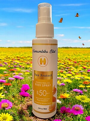 Hemambika Bliss® Orange Peel Body Spray, UVA/UVB Protection, Water Resistant, Suitable for All Skin Types Hemambika Bliss® Orange Peel Body Spray, UVA/UVB Protection, Water Resistant, Suitable for All Skin Types