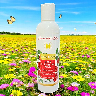 Hemambika Bliss® Berry Revive - Body Cleansing Milk - with Raspberry Extracts - Deeply Cleanses pores for Clear and Radiant Skin - Suitable for all skin types Hemambika Bliss® Berry Revive - Body Cleansing Milk - with Raspberry Extracts - Deeply Cleanses pores for Clear and Radiant Skin - Suitable for all skin types