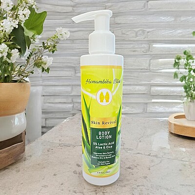 Hemambika Bliss® Skin Revival Body Lotion - with 5% Lactic Acid, Aloe & Cica - Improves Skin Texture, Strawberry Legs, Reduces Dry & Bumpy Skin - Suitable for all skin types Hemambika Bliss® Skin Revival Body Lotion - with 5% Lactic Acid, Aloe & Cica - Improves Skin Texture, Strawberry Legs, Reduces Dry & Bumpy Skin - Suitable for all skin types