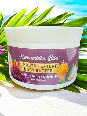 Hemambika Bliss® Smooth Texture Body Butter - Enriched with Turmeric, Saffron & Marigold for Deep Nourishment and Radiant Skin Hemambika Bliss® Smooth Texture Body Butter - Enriched with Turmeric, Saffron & Marigold for Deep Nourishment and Radiant Skin